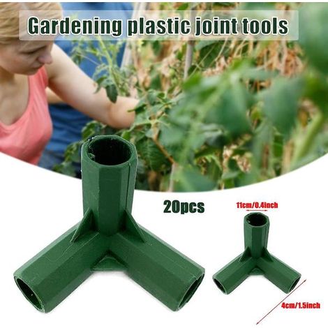 Lot de 20 connecteurs pour cadres de jardinage, 11 mm, en plastique, pour serres, tuteurs et meubles de jardinage. Neufs. (1/4)