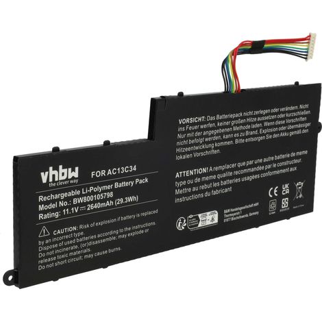 vhbw Akku kompatibel mit Acer Aspire E3-112-C70G, E3-112-C6RK, E3-112-C6ME, E3-112-C6CM, E3-112-C6AP Notebook (2640 mAh, 11,4 V, Li-Polymer) (1/5)