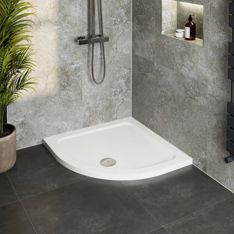 Low Profile Quadrant Shower Tray With Chrome Waste 900 x 900mm