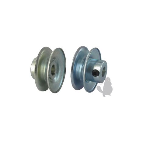 Keilriemenscheibe mit trapezförmiger Nut aus Stahl. Außendurchmesser: 57,15 mm, Innendurchmesser: 12,70 mm.