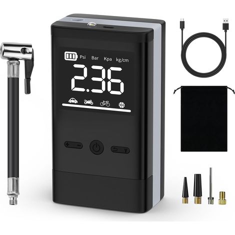 Compresseur à Air Portatif, AP-01 Gonfleur Pneus Sans Fil 12V 150PSI 8000mAh avec Affichage LED Numérique & Dissipation de la Chaleur et Arrêt Auto pour Vélo/Balle - (1/5)