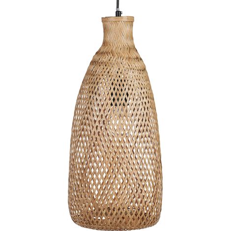 Lámpara de techo de madera de bambú clara 133 cm pantalla abierta Lwela