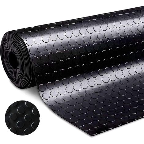 Tapis de sol en caoutchouc antidérapant 100 x 500 cm pour sol, garage, gymnase, épaisseur 3 mm, noir (1/5)