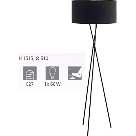 Lampadaire abat-jour bicolore Fondachelli H151,5 cm - Noir - Noir (1/4)
