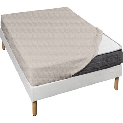 Drap housse jersey taupe chiné bonnet 30 cm 90x190/200