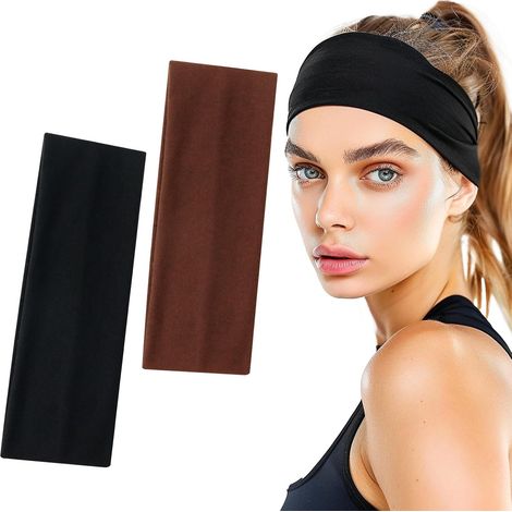 Set di 2 fasce larghe per capelli per uomo e donna, fasce alla moda, fasce elastiche sportive, fasce antiscivolo, per yoga, esercizi, sport, ciclismo, jogging, fitness
