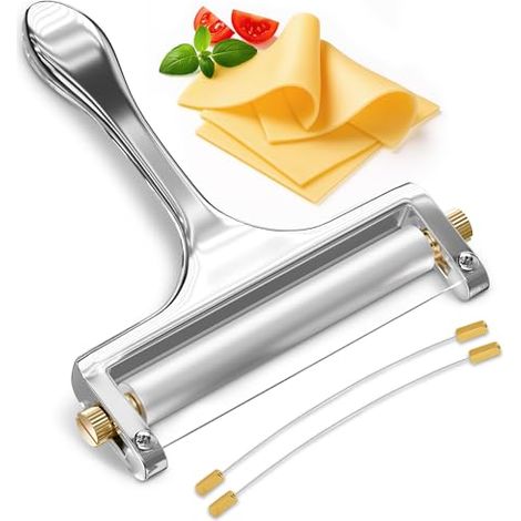Trancheuse à fromage manuelle professionnelle avec épaisseur réglable et fils supplémentaires, lame tranchante en acier inoxydable pour une utilisation en cuisine, compatible lave-vaisselle avec poign