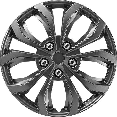 Radkappen 16 Zoll Grau, 4er Set, universell für Stahlfelgen, Snap-On Montage (1/5)