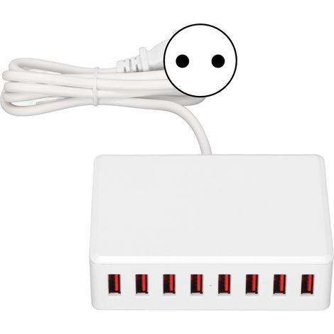 Chargeur USB 40W 8 Ports, Station de Charge Multiprise pour Bureau, Adaptateur Universel de Voyage 100-240V, Prise UE (1/5)