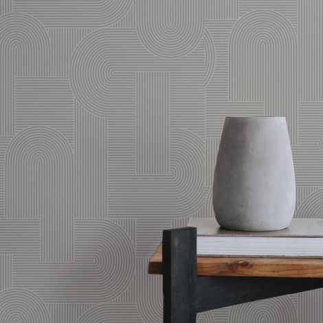 Papier peint intissé Rayures Mindful living 1005 x 52cm Gris clair (1/5)