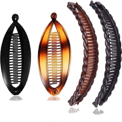 Lot de 4 pinces à cheveux, double peigne antidérapant, conception plate, pour cheveux fins et épais, usage quotidien sport travail (1/5)