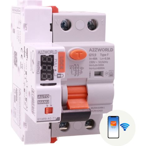 RCCB Interruttore Differenziale Puro WIFI Con Riarmo Automatico Tipo F 1P+N 3M 6000A 300mA AC 230V IP20 IEC61008-1 GYL9, Disponibili 16A 25A 32A 40A 63A (40A) (1/3)