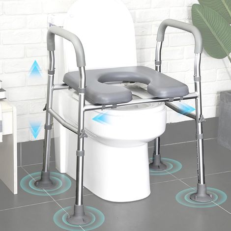 Rehausseur de WC avec Accoudoirs Siège Toilette Réglable Hauteur Largeur (1/5)