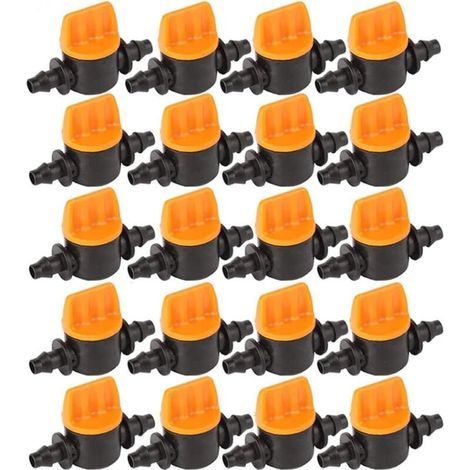 Lot de 40 vannes pour tuyaux d'irrigation goutte à goutte, raccord cannelé 1/4 pouce (1/5)