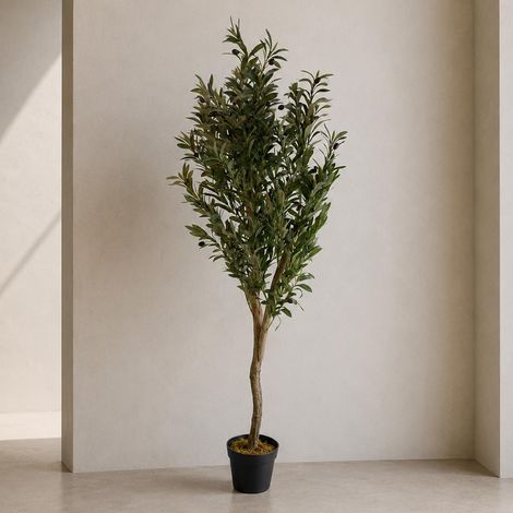 150cm Artificial Natural Look Olive Tree with Wooden Trunk Premium (1/5)