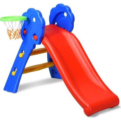 Kinderrutsche Kinder Kinderrutsche aus Kunststoff indoor outdoor mit Basketballkorb 106x59x77cm