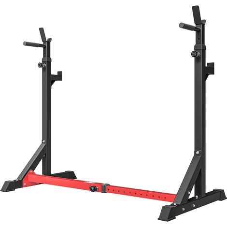 121-171 cm, charge 150 kg, acier robuste, noir rouge, hauteur réglable, musculation maison, Rack poids squats (1/5)