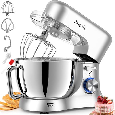 Pastry Processor, 5 L Pastry Processor, 1000 W Kitchen Processor with Whisk, Beater, Hook, Stainless Steel Bowl and Splash Guard, 8+P Speeds Mixer (Black) (1/5)
