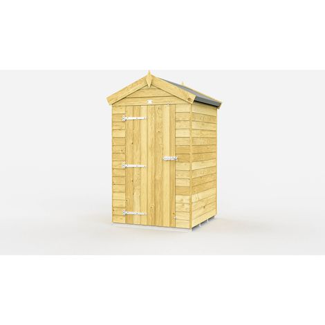 4 x 4 Feet Apex Shed - Single Door Without Windows - Wood - L127 x W118 x H217 cm