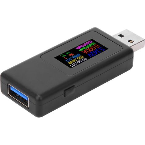 USB-Ladegerät-Tester, 4-stellige Genauigkeit, Strom-, Spannungs- und Batteriezeitmessgerät, Weiß/Schwarz (1/5)