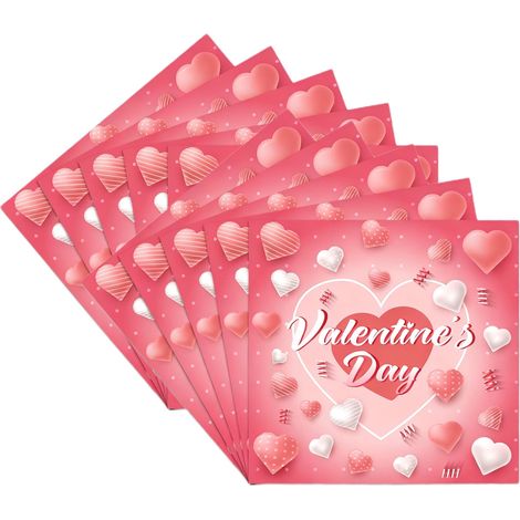 Serviettes En Papier - Motif Coeur - Pour Fête De La Saint-Valentin - 24 Pièces - 33 X 33 Cm Déplié - Multicolore (1/5)