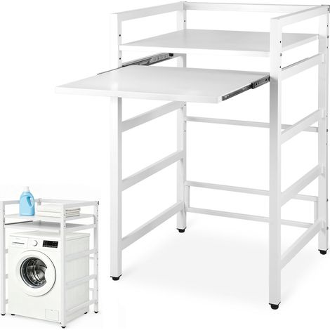 TolleTour Estantería para Lavadora Ajustable 95/100/105 cm con Balda Deslizante - Blanco (1/5)