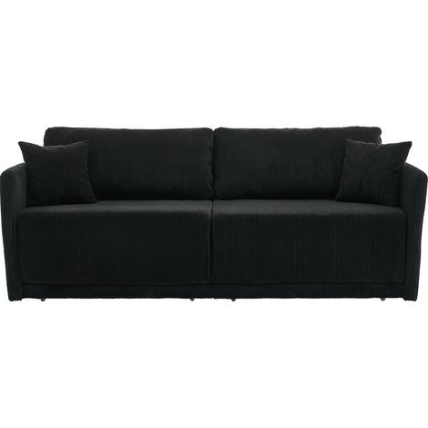 Sofá cama convertible de pana negra HOMVRA, plegable de 2 plazas para salón y oficina (1/5)