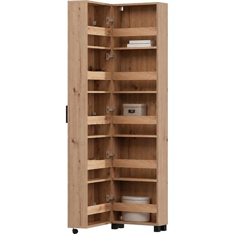 Schuhschrank Visby, Schuhregal 10 Ebenen, 1 Tür, Doppelkapazität, Rollenöffnung, 46x33x185h cm Braun Eiche Knoten