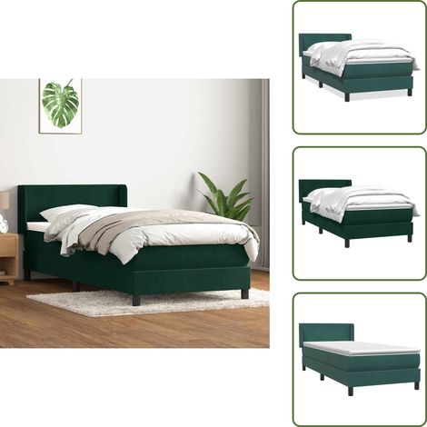 Boxspringbett mit Matratze Dunkelgrün 80x220 cm Samt - Boxspringbett - Boxspringbetten - Bett - Schlafzimmerbett (1/5)
