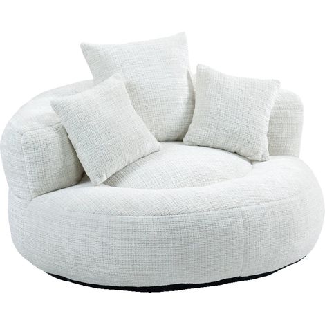 Canapé Paresseux, Siège Haut Dossier, 3 Oreillers, Beige, Un siège (1/2)
