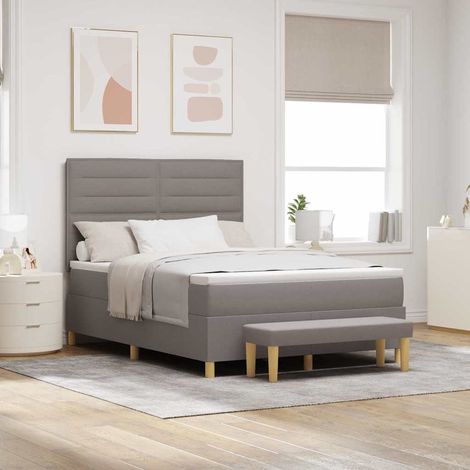 vidaXL Lit à ressorts avec tête de lit Taupe 200 x 160 cm tissu (1/5)