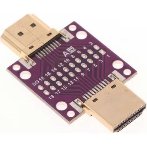 Carte d'adaptation de test HDMI compatible mâle-femelle/femelle-femelle/mâle-mâle avec circuit imprimé de conversion (M vers M). (1/5)