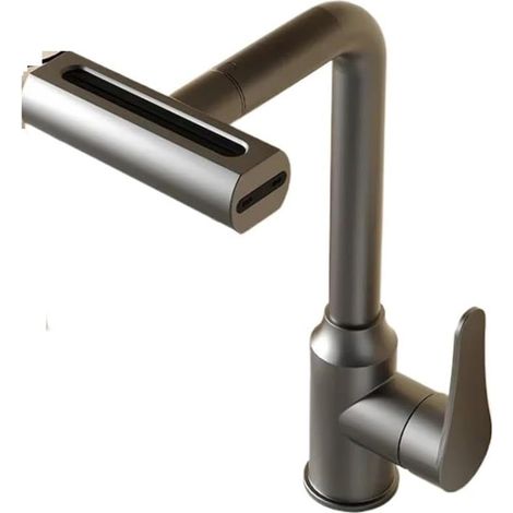 JSSEVN-Robinet à Sortie élargie en Acier Inoxydable, Cascade, Mode Chaud et Froid, Accessoires d'évier de Cuisine et de Salle de Bains (Argent) (1/5)