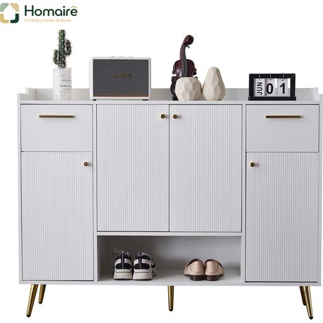 Flur- Garderobenschrank weiß aus Polyester 130 x 37 x 100 cm HOMAIRE (1/5)