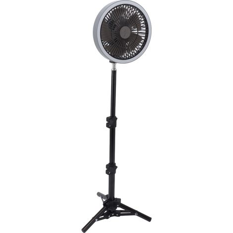 Tragbarer Standventilator mit 10000-mAh-Akku, USB-Aufladung, einstellbarer Oszillation und Stativ für Zuhause und Camping, Grau (1/5)