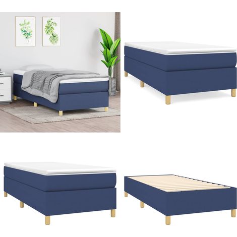 Cadre de lit sans matelas bleu 100x200 cm tissu - Cadre De Lit - Lit Simple - Lit Bleu - Literie - Meuble Chambre - Home & Living (1/5)