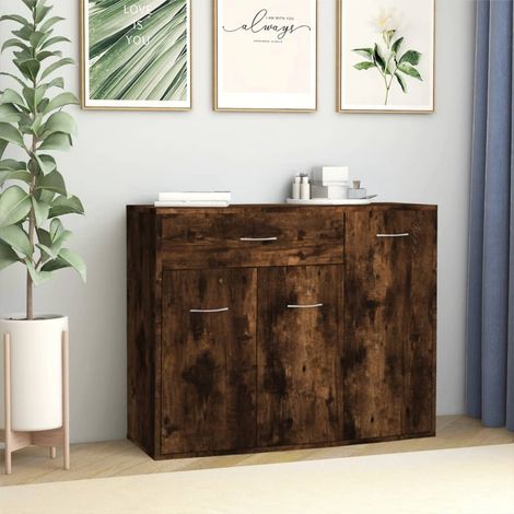 Buffet,Bahut, Meuble de Rangement pour Salon, Bureau Chêne fumé 88x30x70 cm Bois d'ingénierie, Armoire de Rangement FBV25671 (1/5)