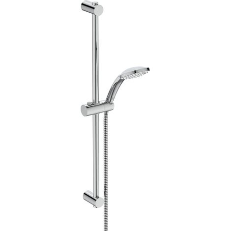Ideal Standard Alero Ensemble de douche avec barre de douche, consommation d'eau économique, tuyau de douche anti-torsion, buses EasyClean, jet d'eau large – Chrome (148 x 723 mm) (1/4)