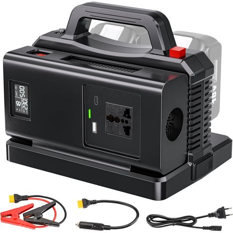 Onduleur sinusoïdal Pure 500W pour Batterie 18V (Pas de Batterie), convertit 18V CC vers 230V CA, avec Prise de Charge Voiture, pour Camping et urgences (2 Ports) (1/5)