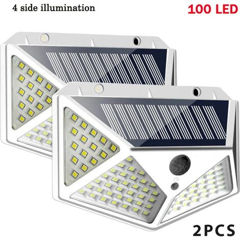 (Lot de 2 blancs) Lampes solaires d'extérieur sans fil avec détecteur de mouvement, étanches, pour éclairage mural de sécurité extérieur, compatibles avec jardin. (1/5)
