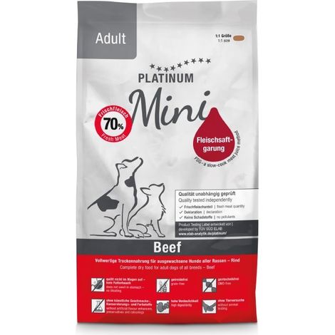 PLATINUM Mini croquettes de bœuf pour chiens adultes - aliment semi-humide - 900 g