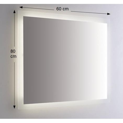 Espejo de pared retroiluminado LED rectangular 60x80 cm grosor 4 mm (1/2)