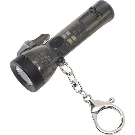 Mini lampe porte-clés rechargeable avec 2 modes d'éclairage, clip et sifflet intégré. (1/5)