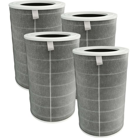 vhbw 4x Aktivkohlefilter kompatibel mit Xiaomi Smart Air Purifier 4 Pro Luftreiniger - H12 Luftfilter Grau Weiß