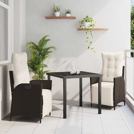 Ensemble de salle à manger pour jardin 3 pcs-Salon de jardin Marron polyrotin 605200 (1/5)