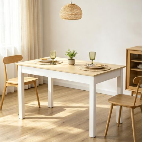 Mesa de comedor 119 x 70 x 75 cm en aglomerado roble y blanco para 4-6 personas - CHICFURN (1/5)