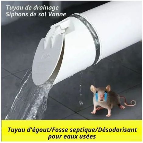 Clapet anti-retour, clapet anti-refoulement d'égout, barrière anti-rats en PVC, anti-odeur et anti-insecte, filtre de tuyau d'eau de pluie (110 mm) (1/2)