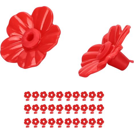 Lot de 30 fleurs de rechange pour mangeoires à colibris, pièces de rechange aux couleurs vives pour la plupart des mangeoires à colibris (rouge)
