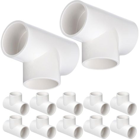 12 Raccords en T 3 voies, 25 mm (Blanc), Connecteurs pour tuyaux en PVC, pour serres, conduites d'eau, jardin