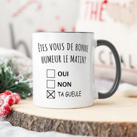 Mug Bonne Humeur ta Gueule - Cadeau Collègue Retraite - Idée Cadeau Original, Humour Femme - Tasse Couple Saint Valentin - MUG (1/5)